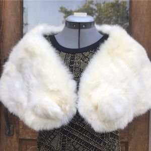 Genuine white rabbit fur stole